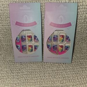 Rainbow Plaid Press-On Nail Set - Multicolor